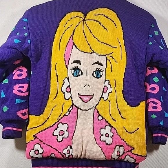 Barbie Rare Vintage Sherpa Zip Jacket 1990’s  Girls Size Large (14) - Picture 3 of 8